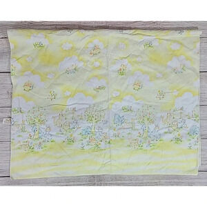 Vintage Dundee Baby Receiving Blanket Bears Rabbits Forest Yellow 26" x 40"